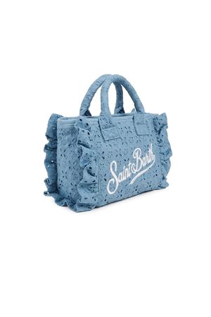 Borsa Vanity mini volant in cotone sangallo blu SAINT BARTH KIDS | VAMI01800549L
